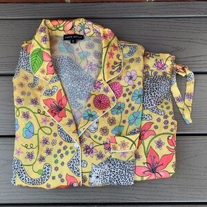 Karen Mabon Snow Leopard Satin Short Pajama Set